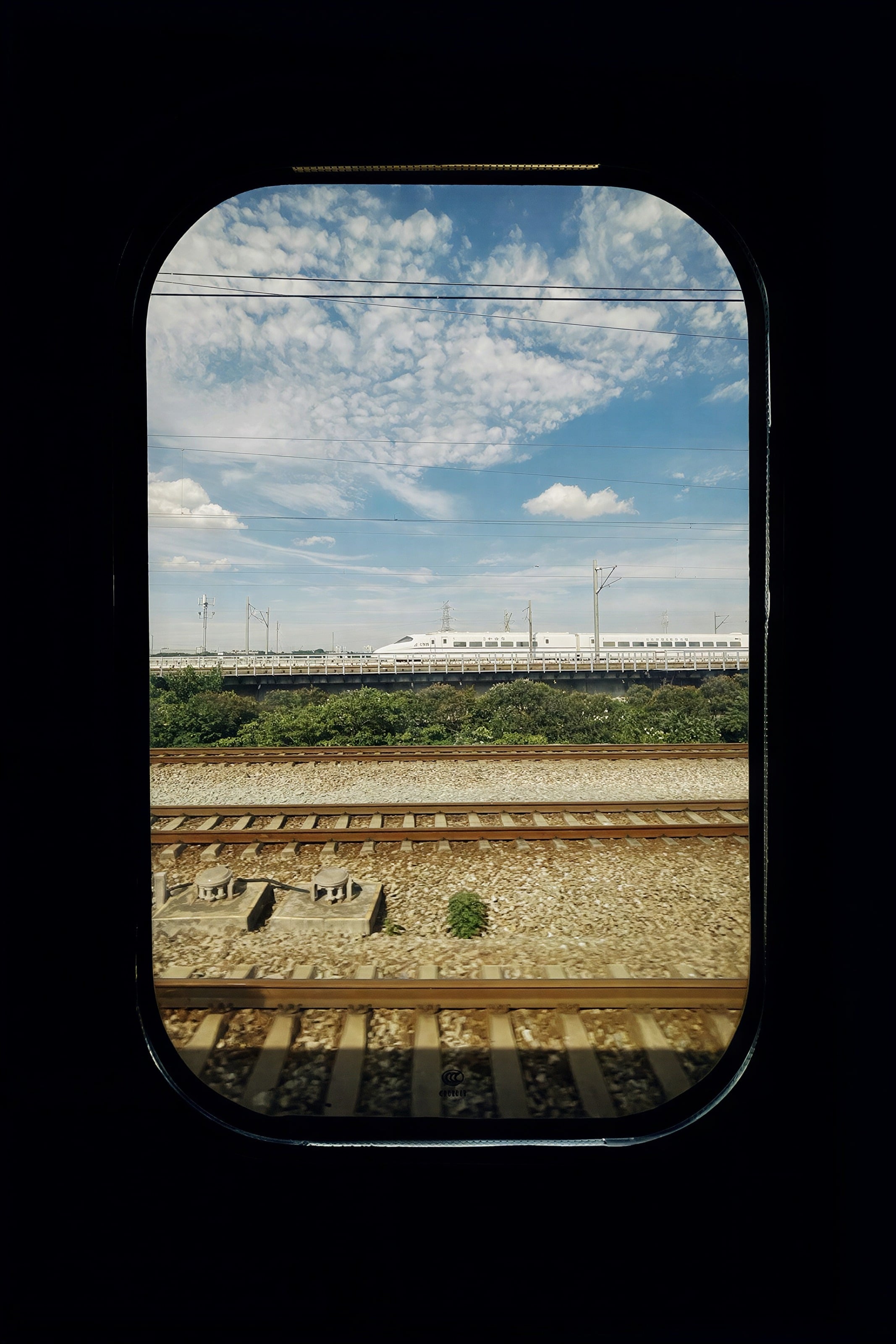 Countryside seen through a train window